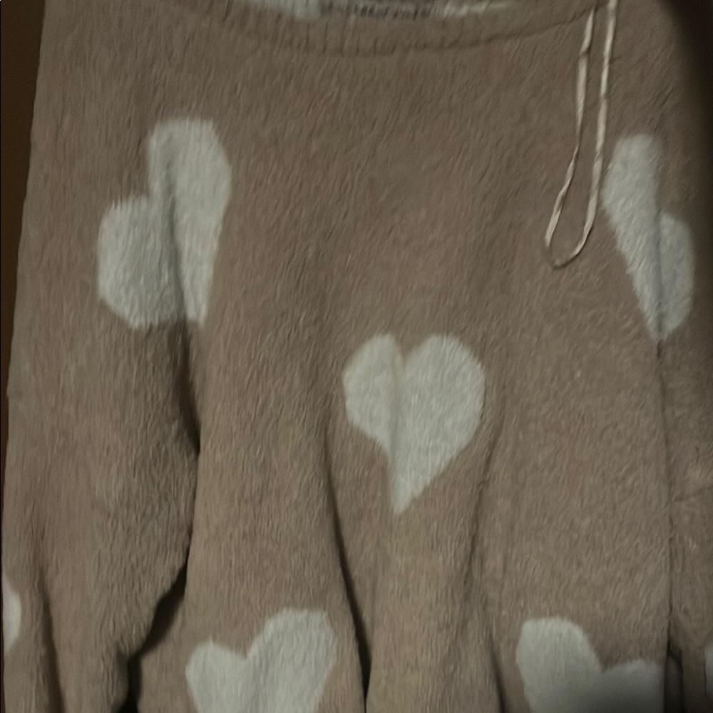 Sincerely Jules Heart Pattern Hoodie - Tan and White